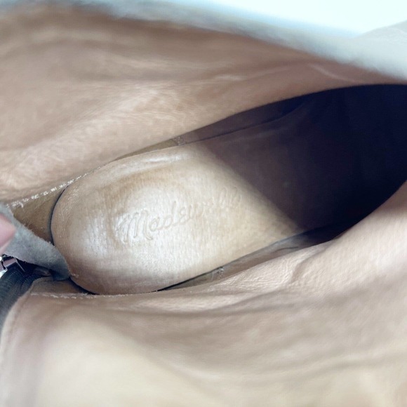 Madewell Pauline Suede Ankle Boots Shoes Sz 7 Taupe Tan Back Zipper Heels Casual - Picture 8 of 10